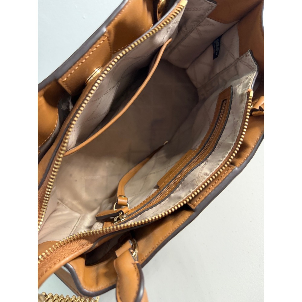 Michael Kors Hamilton Traveler White MK Monogram Logo‎ Satchel Crossbody Bag - Picture 4 of 9